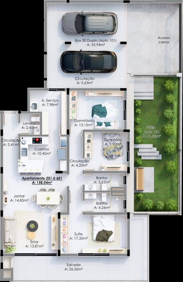 APARTAMENTO COM 3 DORMITÓRIOS (1 SUÍTE), 2 VAGAS, 193M² ÁREA TOTAL À VENDA - Imagem 2